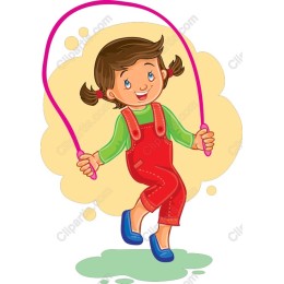 Cheerful Girl Jumping Rope