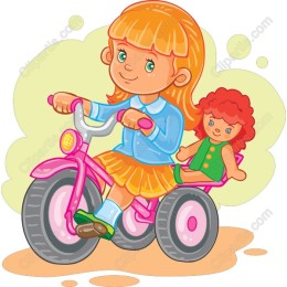 Cheerful Girl on Pink Tricycle