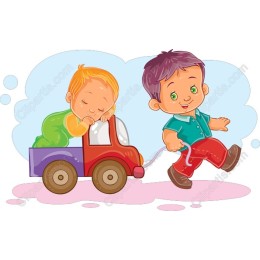 Playful Toddlers with Toy Truck