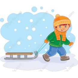 Winter Fun: Child with Sled