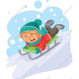 Cheerful Winter Sledding Child