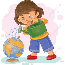 Nurturing Nature: Child Watering the Globe