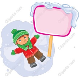 Winter Fun Child with Blank Sign