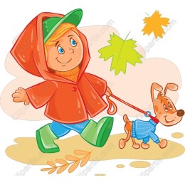 Cheerful Autumn Child and Dog