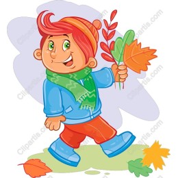 Autumn Joy: Cheerful Boy Collecting Leaves