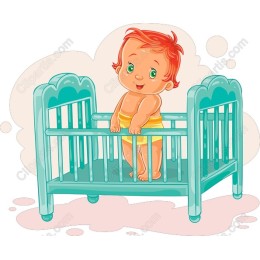 Cheerful Baby in Crib