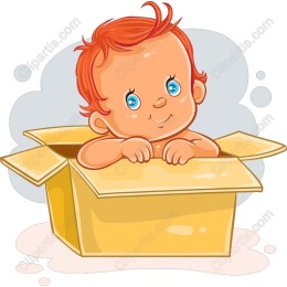 Cute Baby Peeking from Box