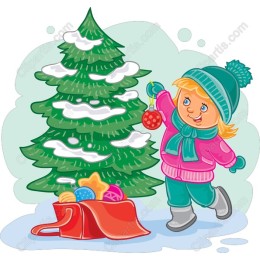 Winter Joy: Child Decorating Christmas Tree