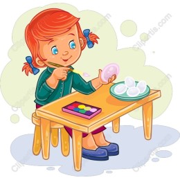 Adorable Girl Painting Easter Eggs