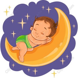 Sleeping Baby on Crescent Moon