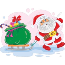 Santa Claus Pulling Sled with Gifts