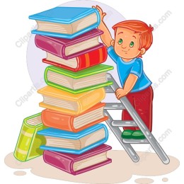 Inspiring Boy with Colorful Book Stack