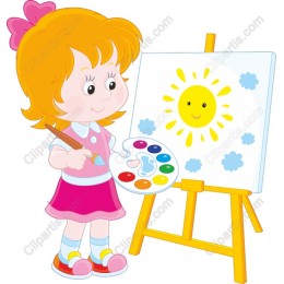 Cheerful Girl with Palette