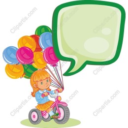 Cheerful Girl on Tricycle with Balloons