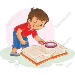 Curious Boy Examining Book