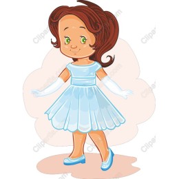 Charming Young Girl in Light Blue Dress