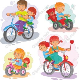 Whimsical Kids on Bikes