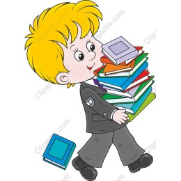 Cheerful Boy Carrying Books