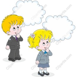 Thoughtful Kids with Speech Bubbles
