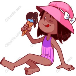 Cheerful Summer Girl with Ice Cream