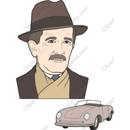 Vintage Character with Convertible Car