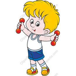 Cheerful Boy Lifting Weights