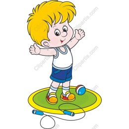 Cheerful Boy on Trampoline