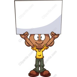 Cheerful Boy Holding Blank Sign