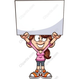 Cheerful Girl with Blank Sign