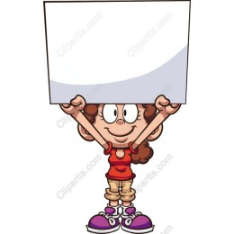 Cheerful Girl Holding a Blank Sign
