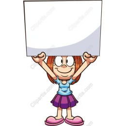 Cheerful Girl with Blank Sign