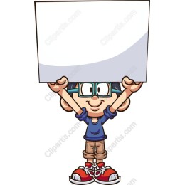 Cheerful Boy with Blank Signboard