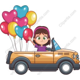 Cheerful Convertible Girl with Balloons