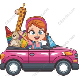 Cheerful Girl in Convertible