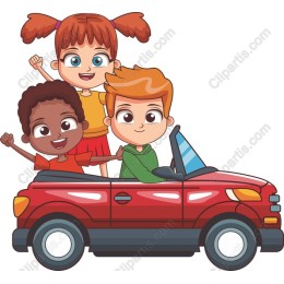 Cheerful Kids in Convertible