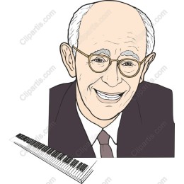 Cheerful Musician with Piano Keys