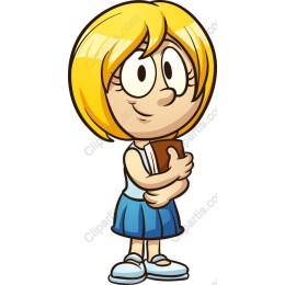 Cheerful Blonde Girl Holding Book