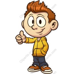Cheerful Cartoon Thumbs-Up Boy