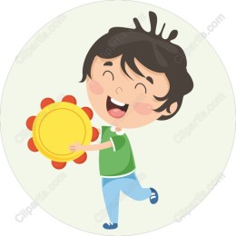 Cheerful Boy with Tambourine