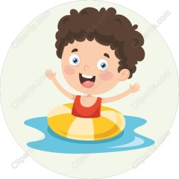 Cheerful Boy in a Swim Ring