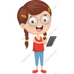 Cheerful Girl Engaging with Smartphone