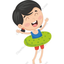 Joyful Summer Kid with Inflatable Ring