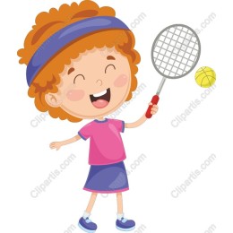 Cheerful Young Girl Tennis