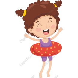 Joyful Summer Girl with Swimming Float