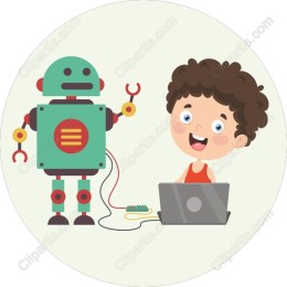 Cheerful Boy and Robot Interaction