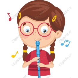 Cheerful Girl Playing Recorder