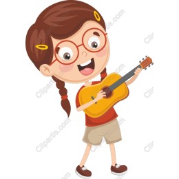 Cheerful Girl with Guitar