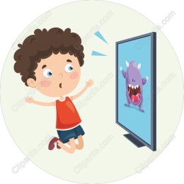 Boy Surprised by Animated Monster