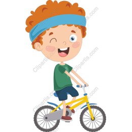 Cheerful Boy Riding Bicycle
