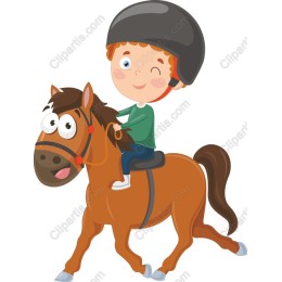 Cheerful Child Riding Horse